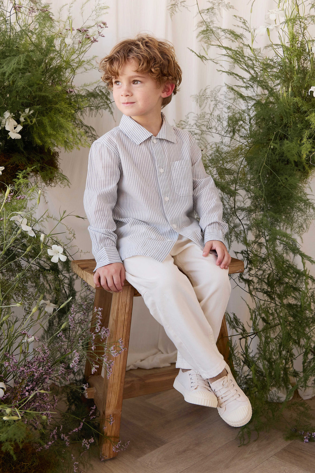 Organic Cotton Isaiah Shirt - Harbour Stripe Childrens Top from Jamie Kay Australia