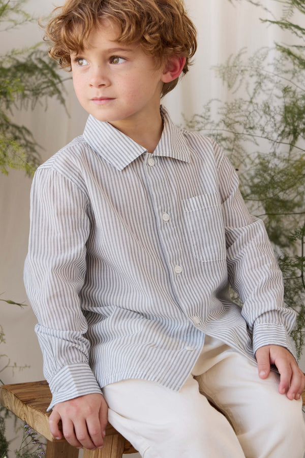 Organic Cotton Isaiah Shirt - Harbour Stripe Childrens Top from Jamie Kay Australia