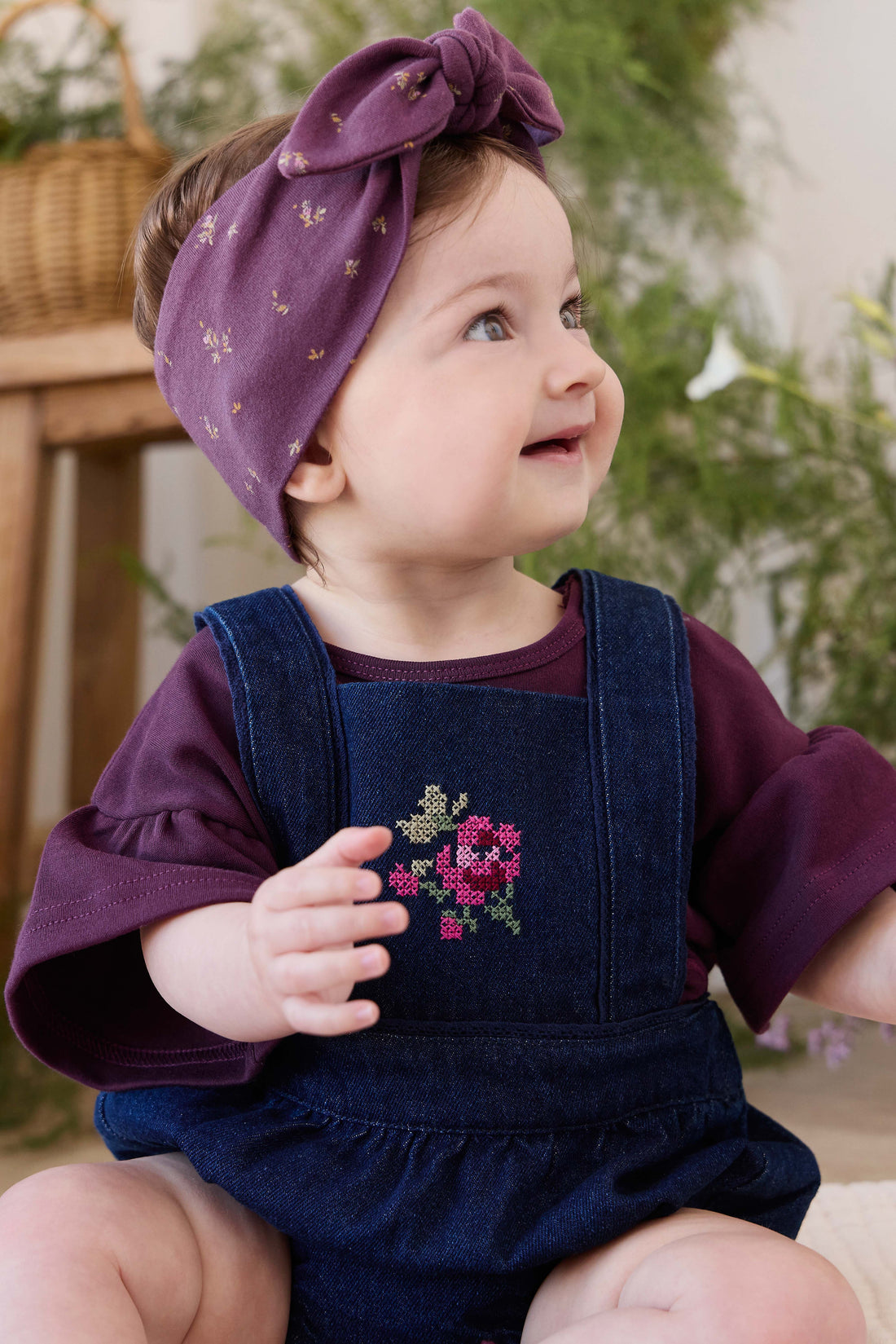 Calianna Playsuit - Deep Sea Denim Orchid Rose Childrens Playsuit from Jamie Kay Australia