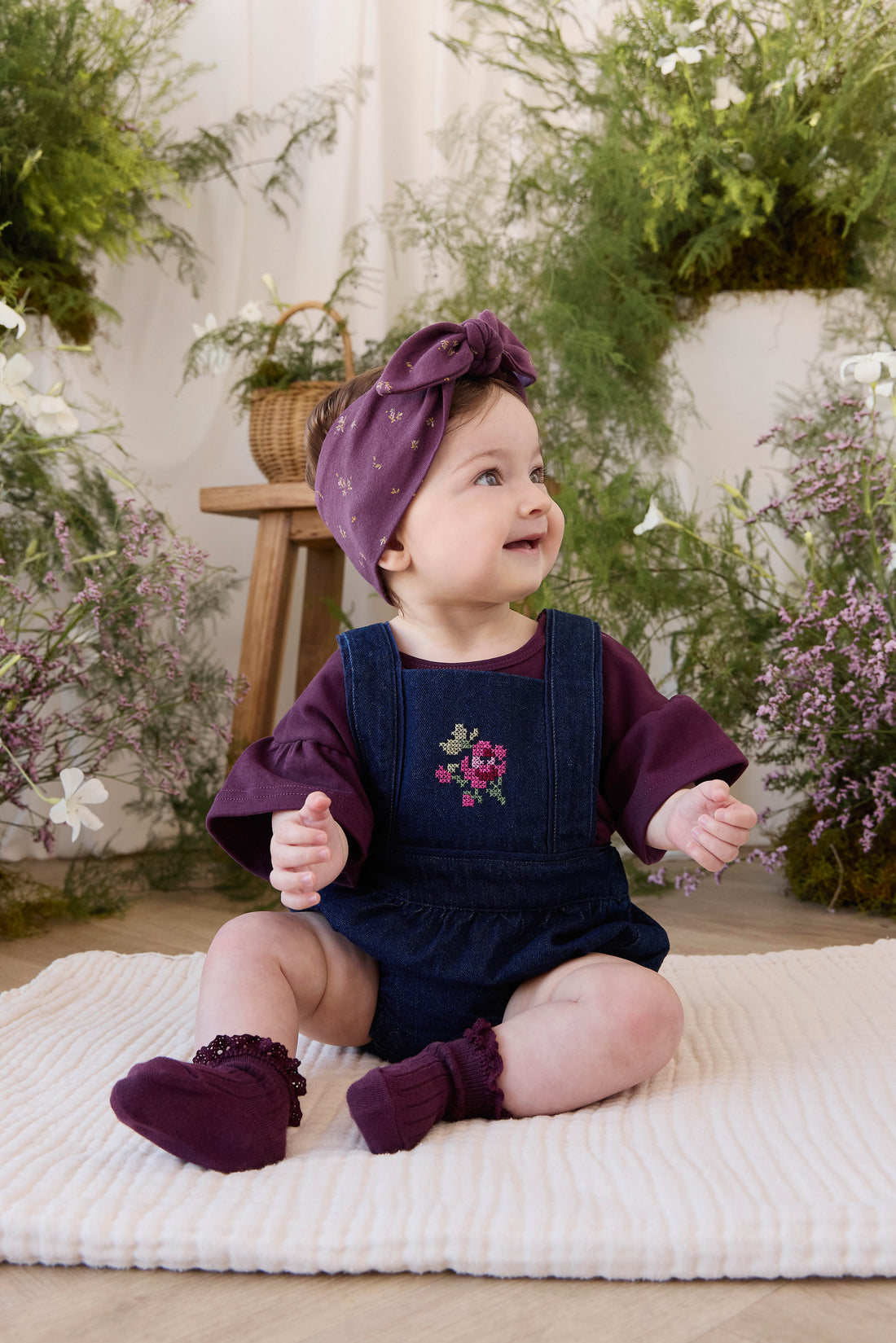 Calianna Playsuit - Deep Sea Denim Orchid Rose Childrens Playsuit from Jamie Kay Australia