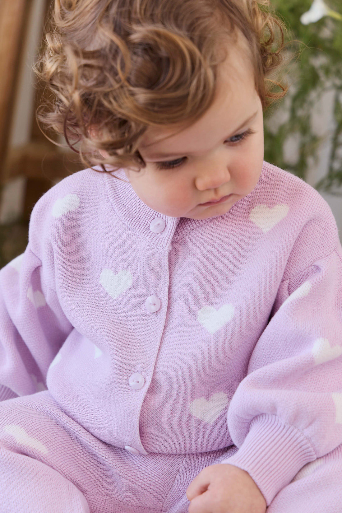 Kayla Cardigan - Kayla Heart Jacquard Orchid Dream Childrens Cardigan from Jamie Kay Australia