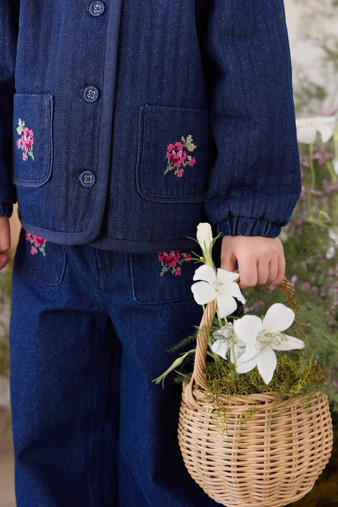 Gracen Jacket - Deep Sea Denim Orchid Rose Childrens Jacket from Jamie Kay Australia
