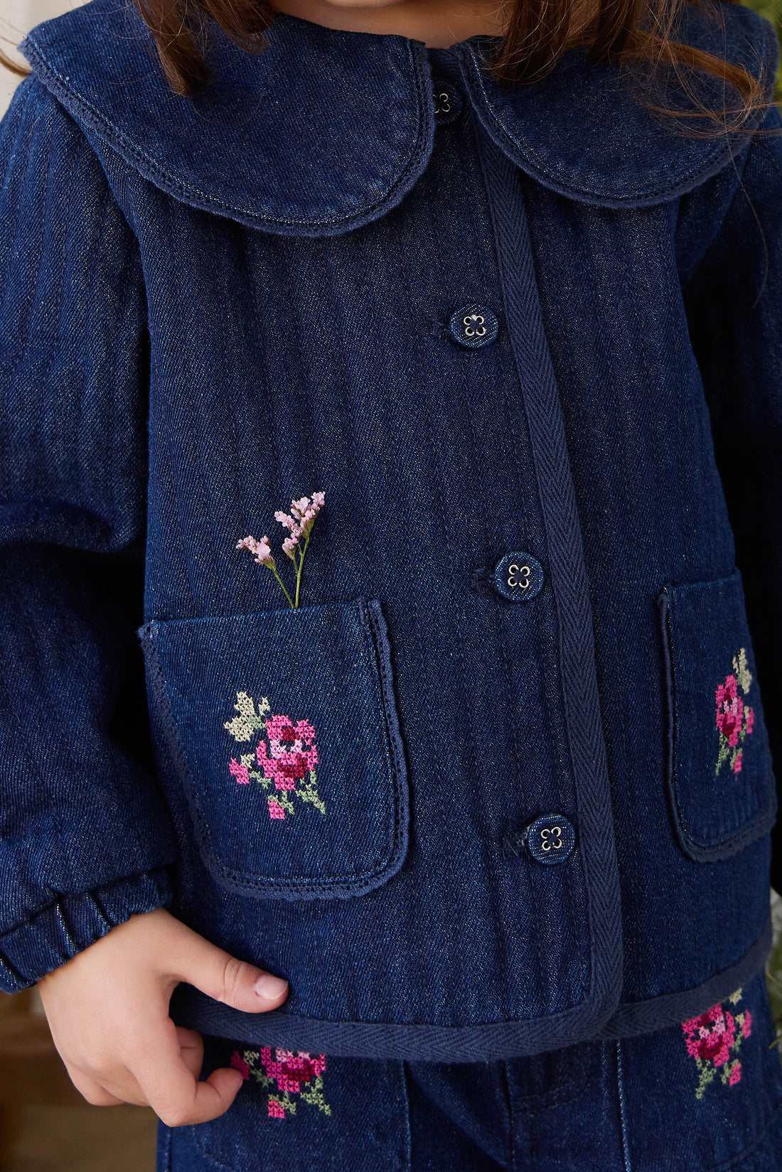 Gracen Jacket - Deep Sea Denim Orchid Rose Childrens Jacket from Jamie Kay Australia