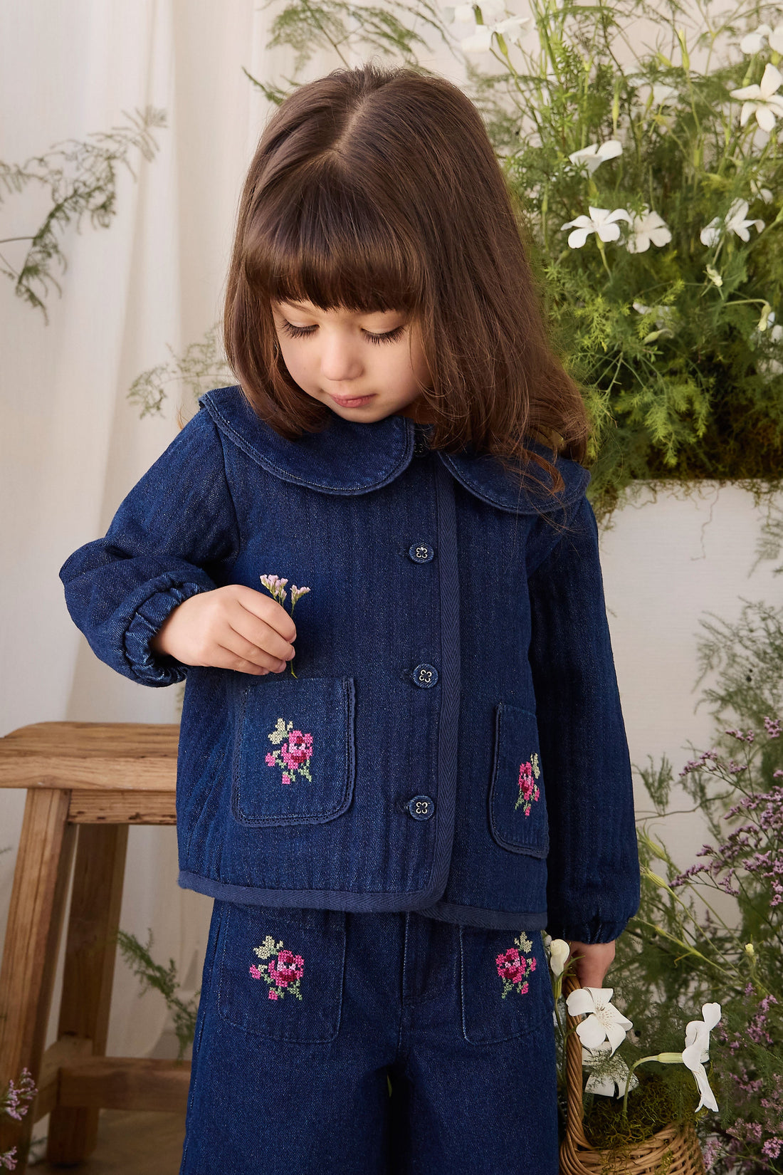Ines Pant - Deep Sea Denim Orchid Rose Childrens Pants from Jamie Kay Australia