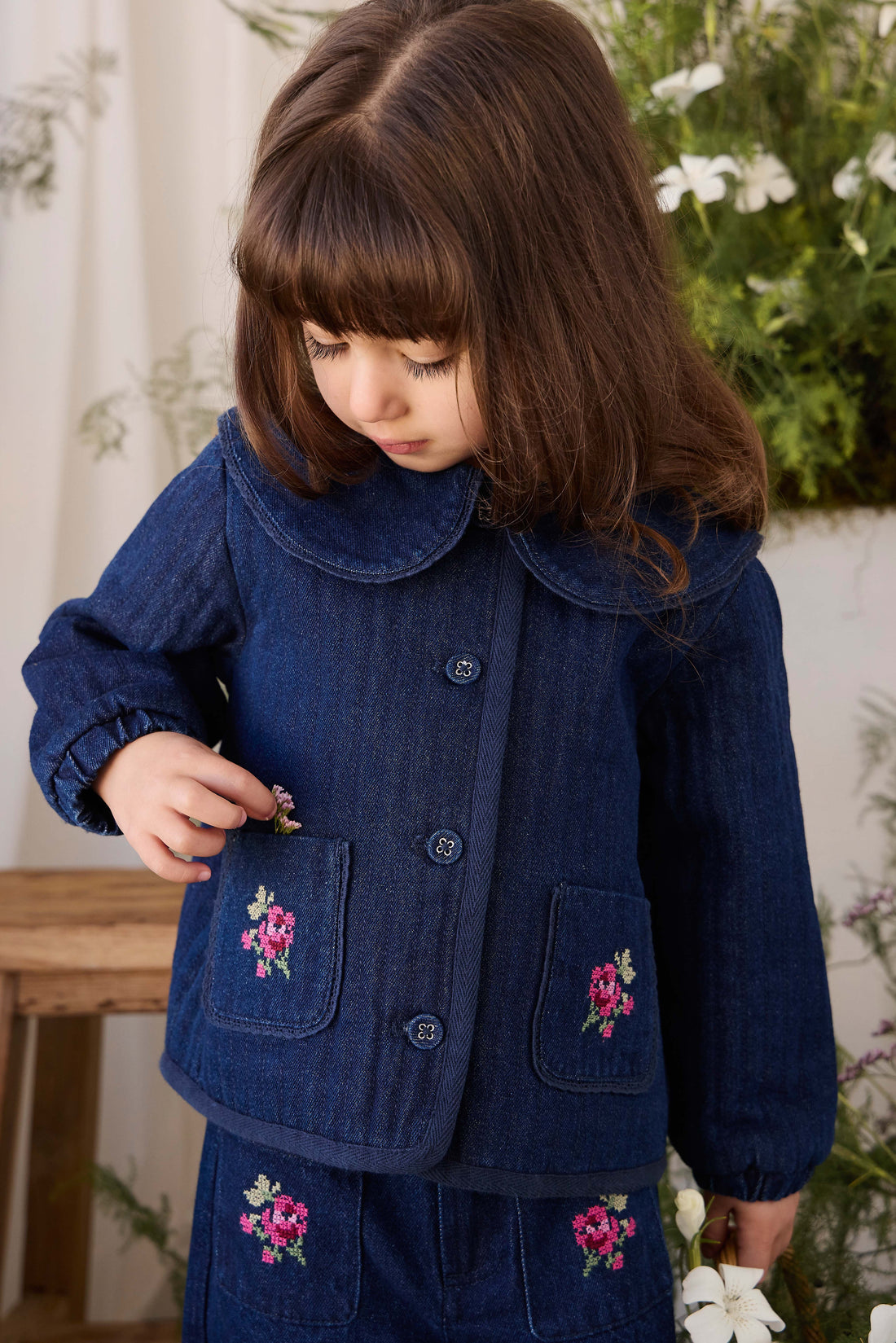 Gracen Jacket - Deep Sea Denim Orchid Rose Childrens Jacket from Jamie Kay Australia