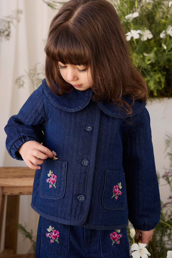 Gracen Jacket - Deep Sea Denim Orchid Rose Childrens Jacket from Jamie Kay Australia