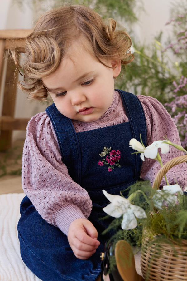 Maylah Overall - Deep Sea Denim Orchid Rose Childrens Overall from Jamie Kay Australia