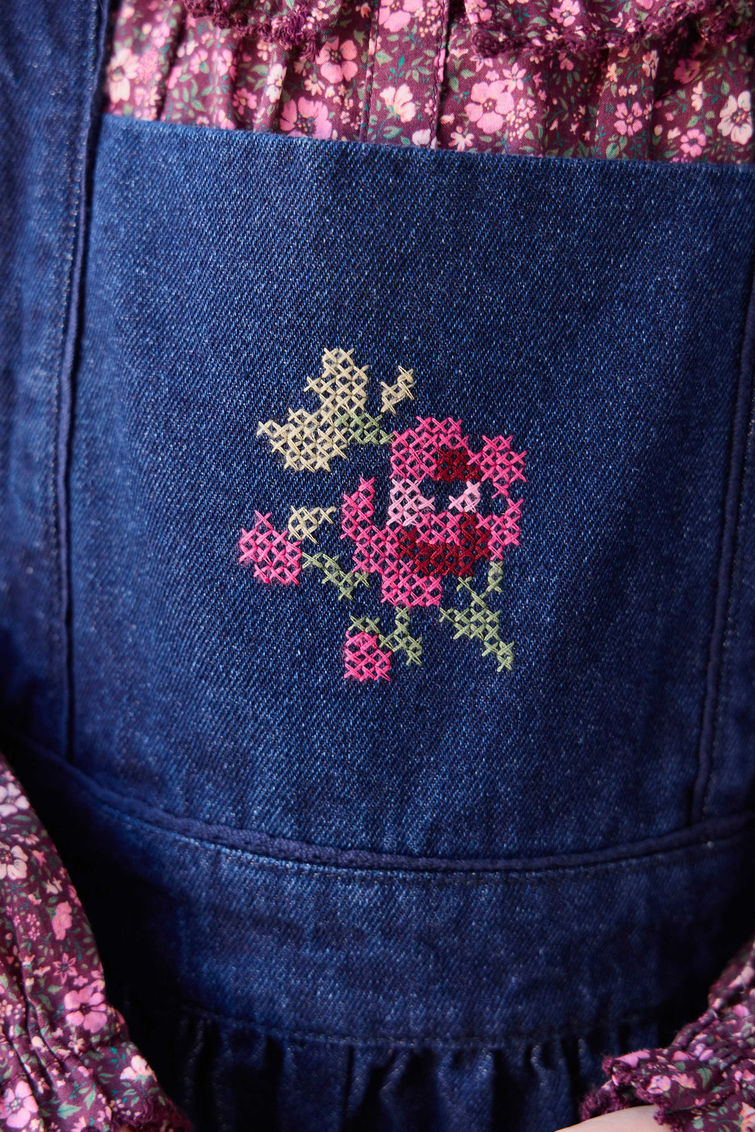 Dovie Overall - Deep Sea Denim Orchid Rose Childrens Overall from Jamie Kay Australia