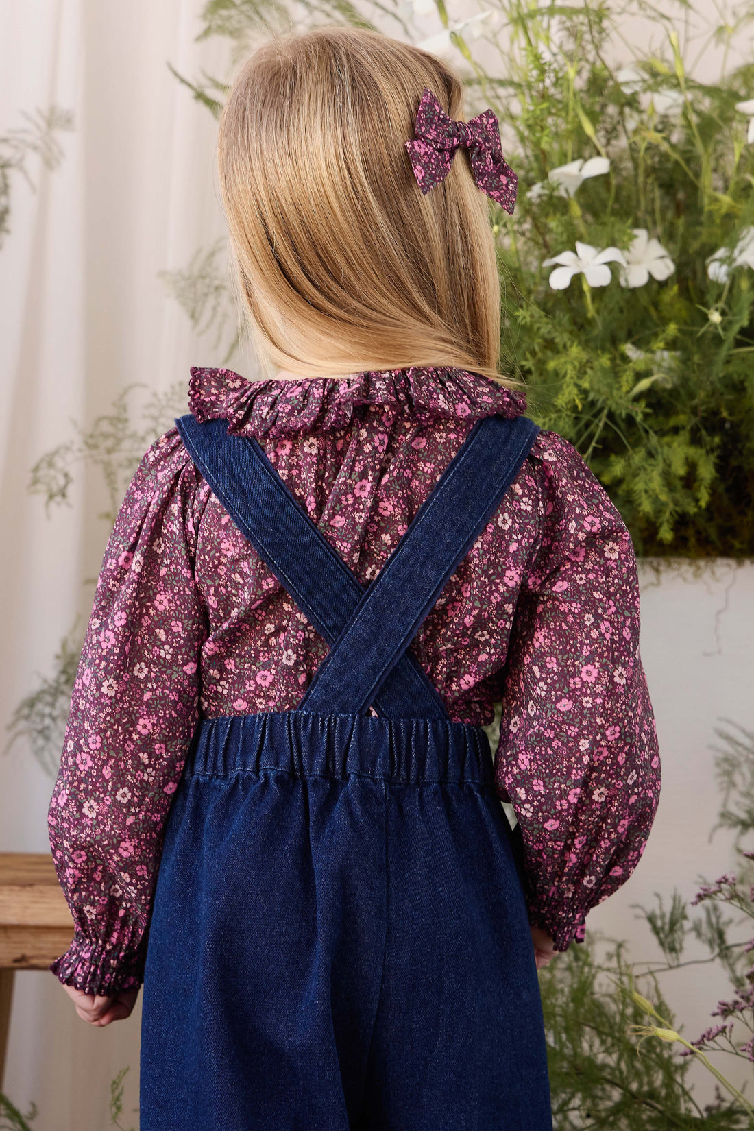 Dovie Overall - Deep Sea Denim Orchid Rose Childrens Overall from Jamie Kay Australia