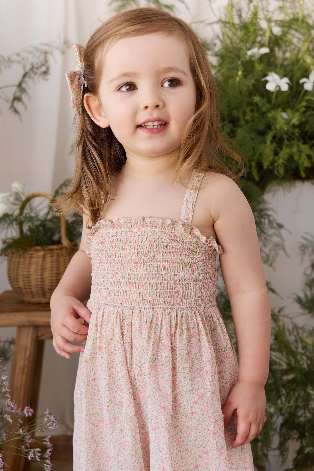 Organic Cotton Arabella Jumpsuit - Flora Pink Childrens Onepiece from Jamie Kay Australia