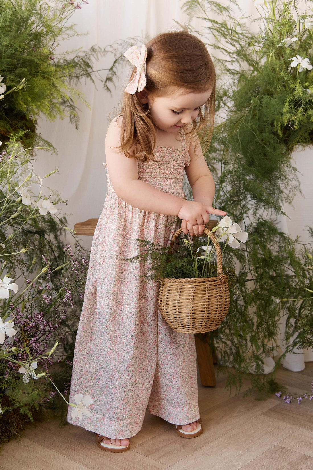 Organic Cotton Arabella Jumpsuit - Flora Pink Childrens Onepiece from Jamie Kay Australia