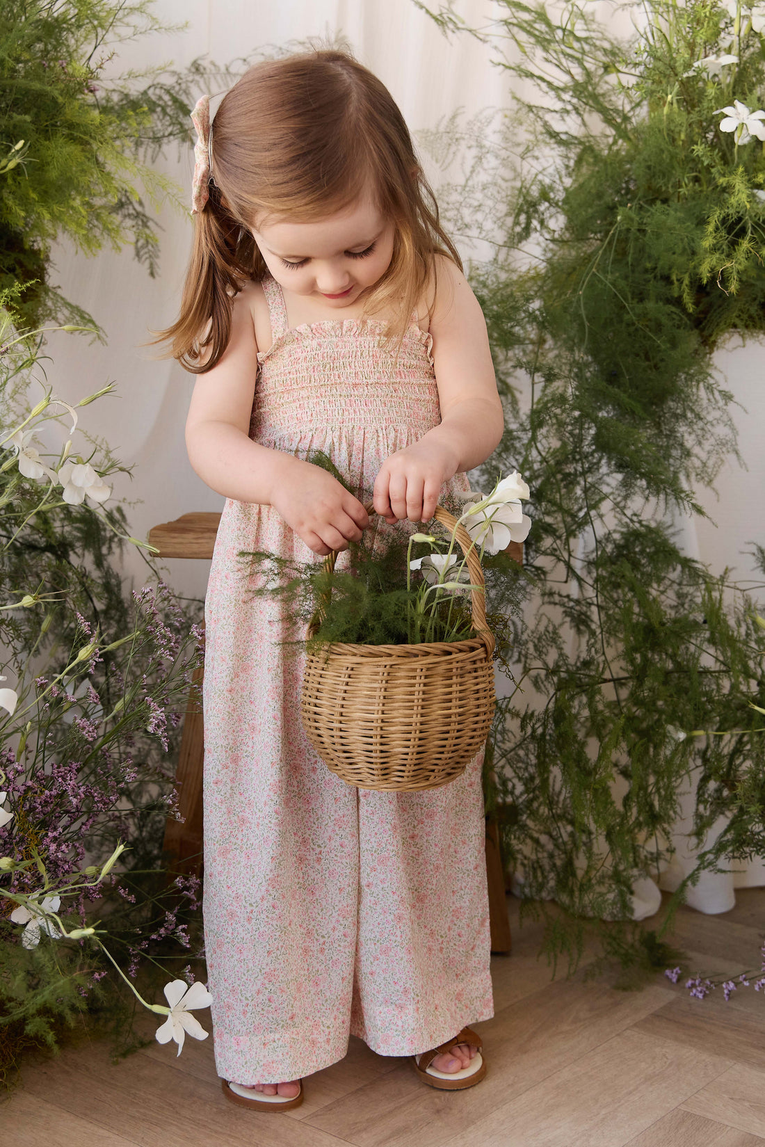 Organic Cotton Arabella Jumpsuit - Flora Pink Childrens Onepiece from Jamie Kay Australia