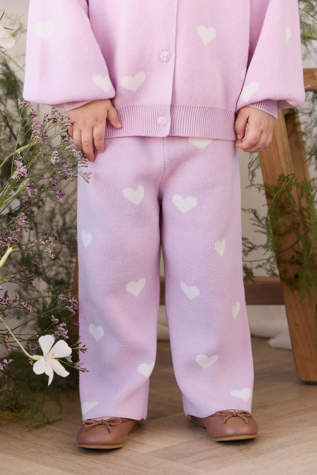 Kayla Pant - Kayla Heart Jacquard Orchid Dream Childrens Pants from Jamie Kay Australia