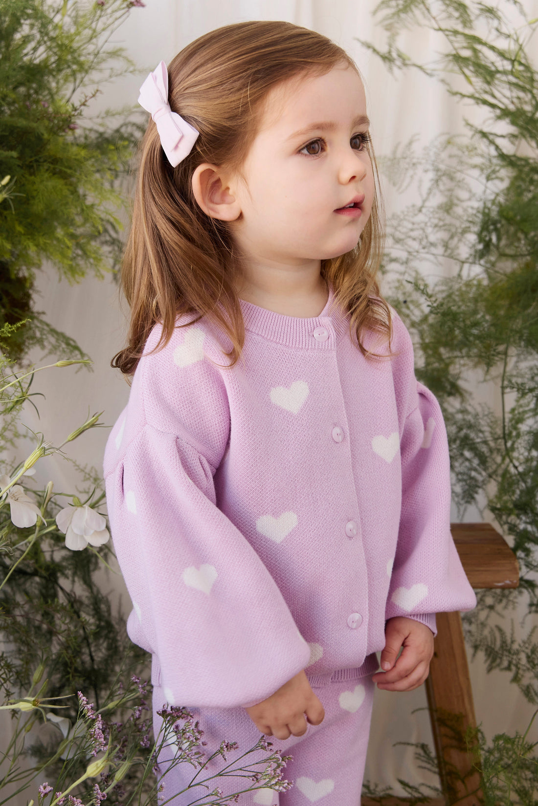 Kayla Cardigan - Kayla Heart Jacquard Orchid Dream Childrens Cardigan from Jamie Kay Australia
