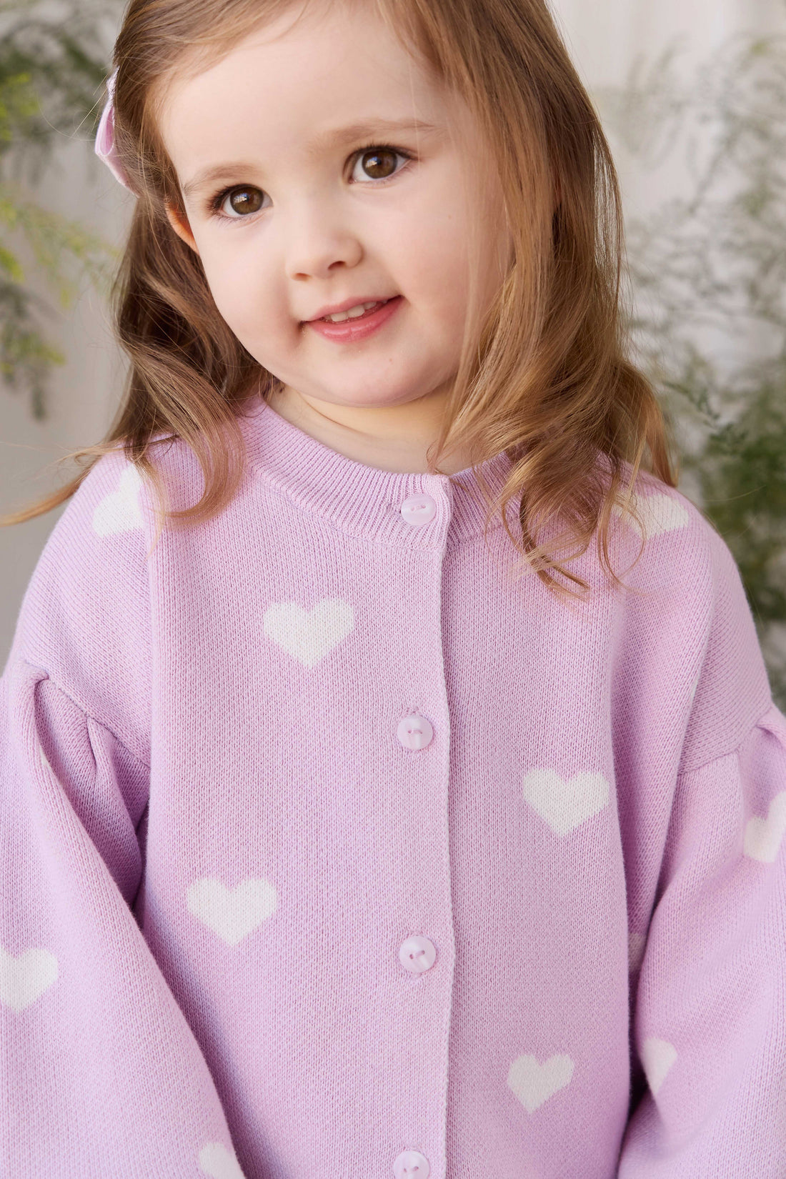 Kayla Cardigan - Kayla Heart Jacquard Orchid Dream Childrens Cardigan from Jamie Kay Australia