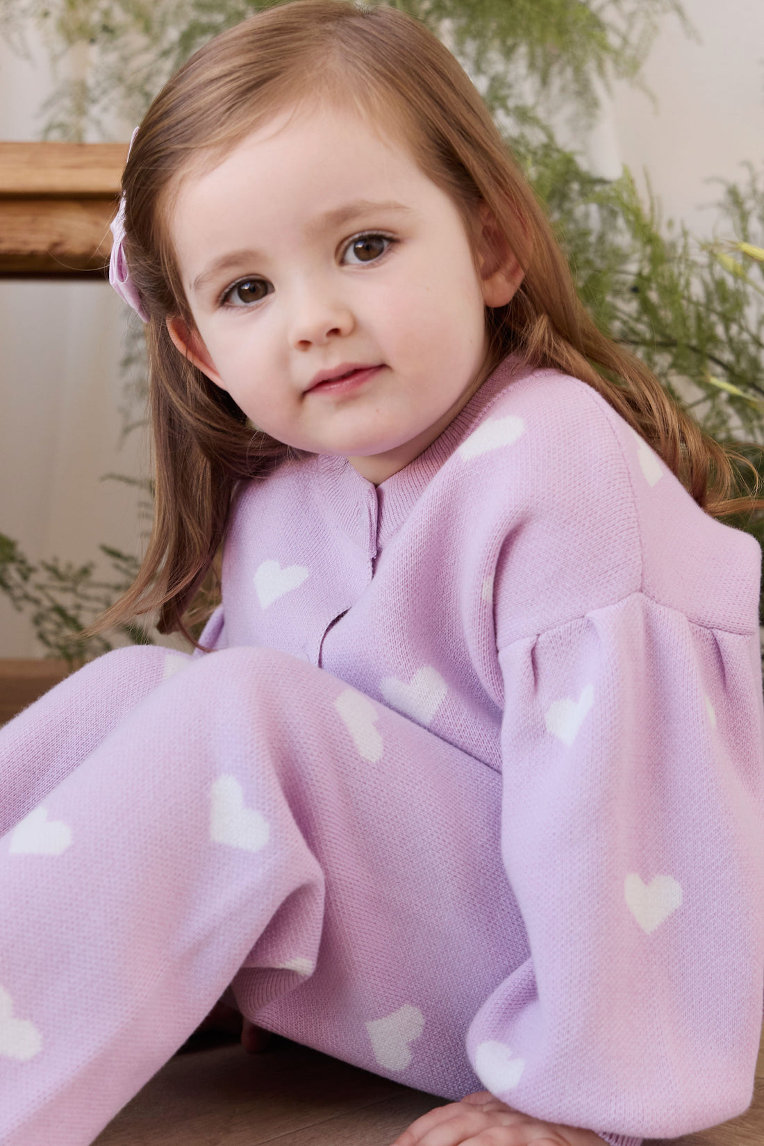 Kayla Cardigan - Kayla Heart Jacquard Orchid Dream Childrens Cardigan from Jamie Kay Australia