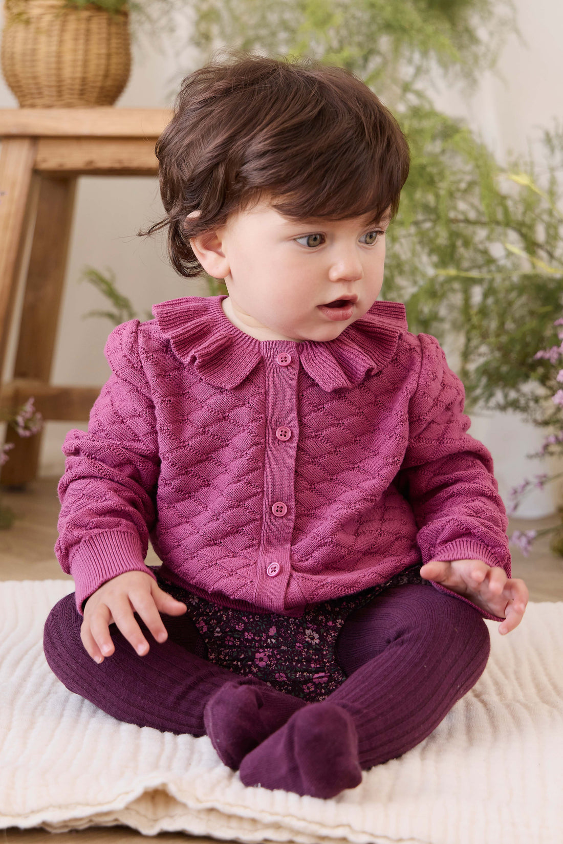 Alison Cardigan - Raspberry Wine Childrens Cardigan from Jamie Kay Australia