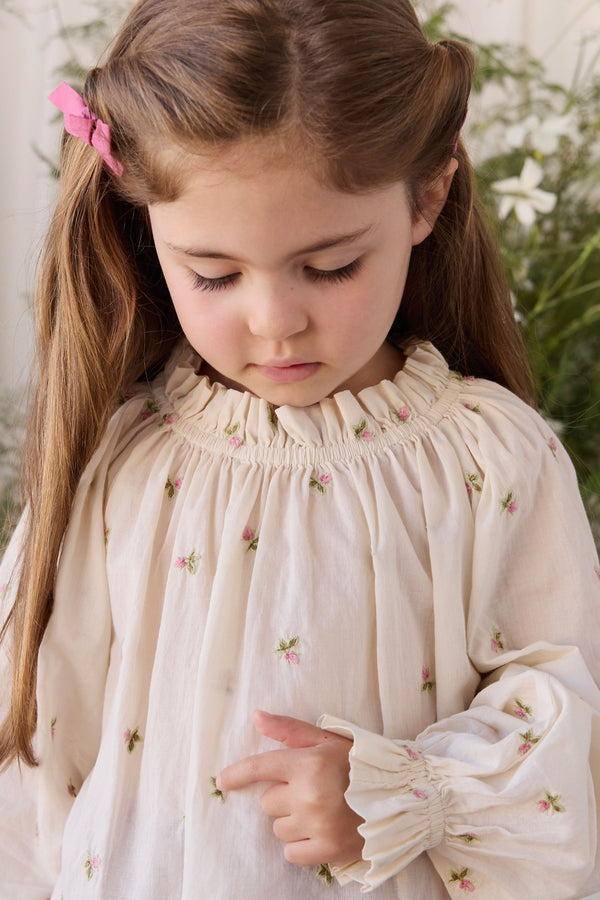 Organic Cotton Acacia Blouse - Rosebud Egret Childrens Top from Jamie Kay Australia