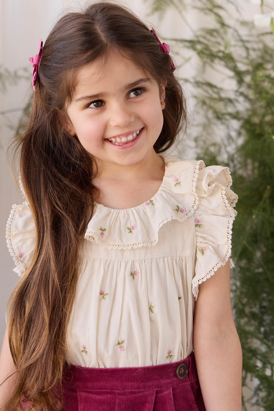 Organic Cotton Banks Blouse - Rosebud Egret Childrens Top from Jamie Kay Australia