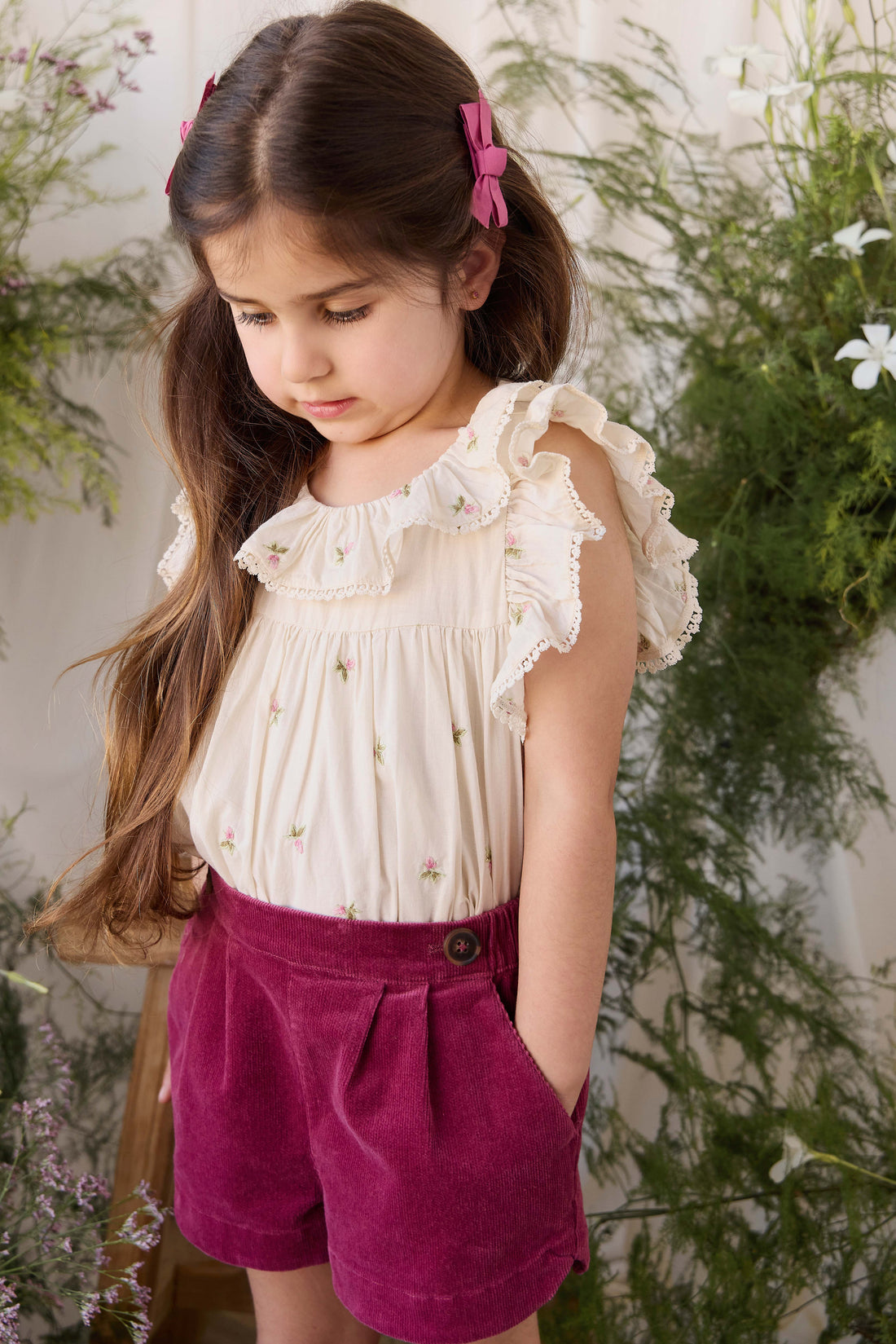 Organic Cotton Banks Blouse - Rosebud Egret Childrens Top from Jamie Kay Australia