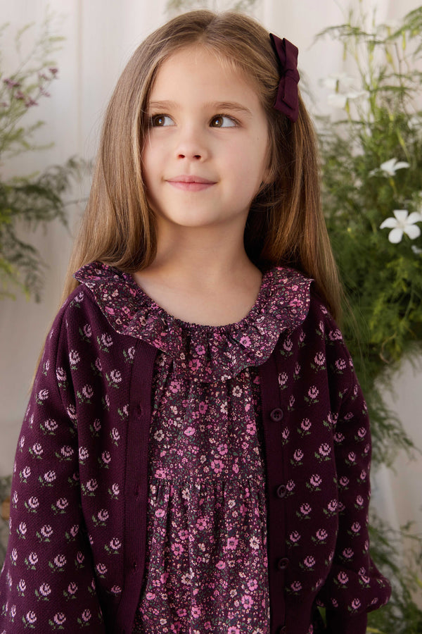 Evie Cardigan - Evie Jacquard Fig Childrens Cardigan from Jamie Kay Australia
