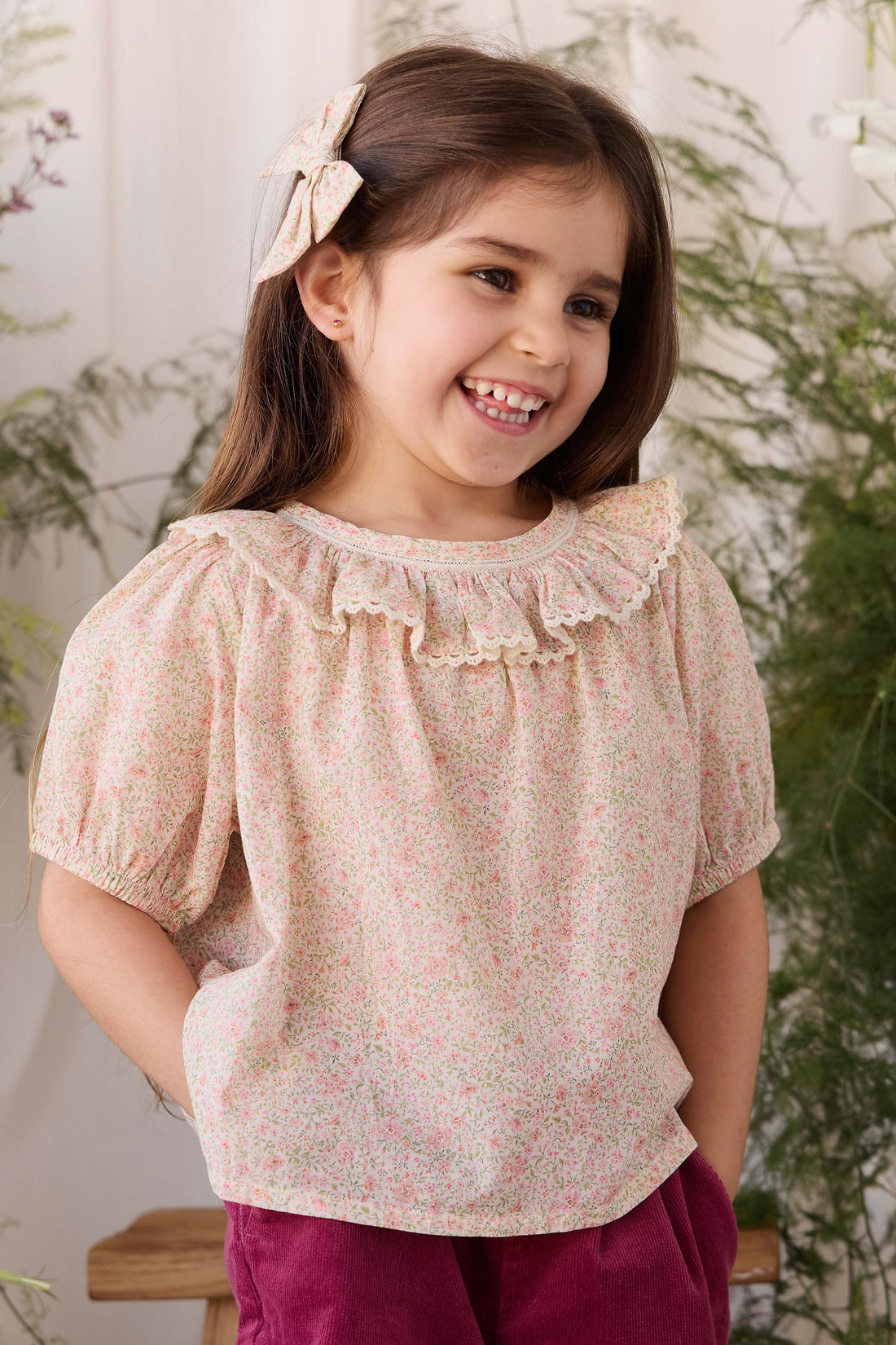 Organic Cotton Misty Top - Flora Pink Childrens Top from Jamie Kay Australia