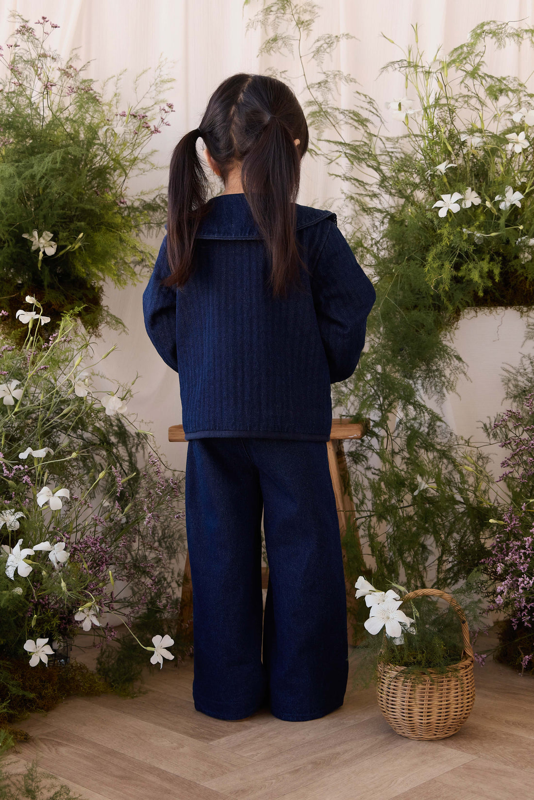 Ines Pant - Deep Sea Denim Orchid Rose Childrens Pants from Jamie Kay Australia