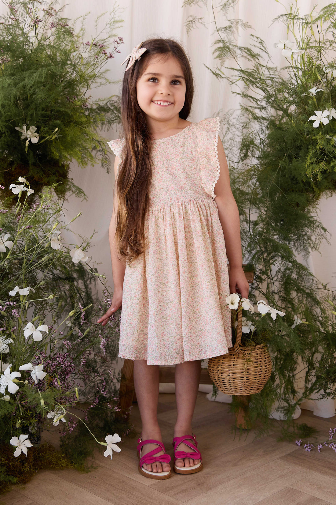 Organic Cotton Helene Dress - Flora Pink Childrens Dress from Jamie Kay Australia