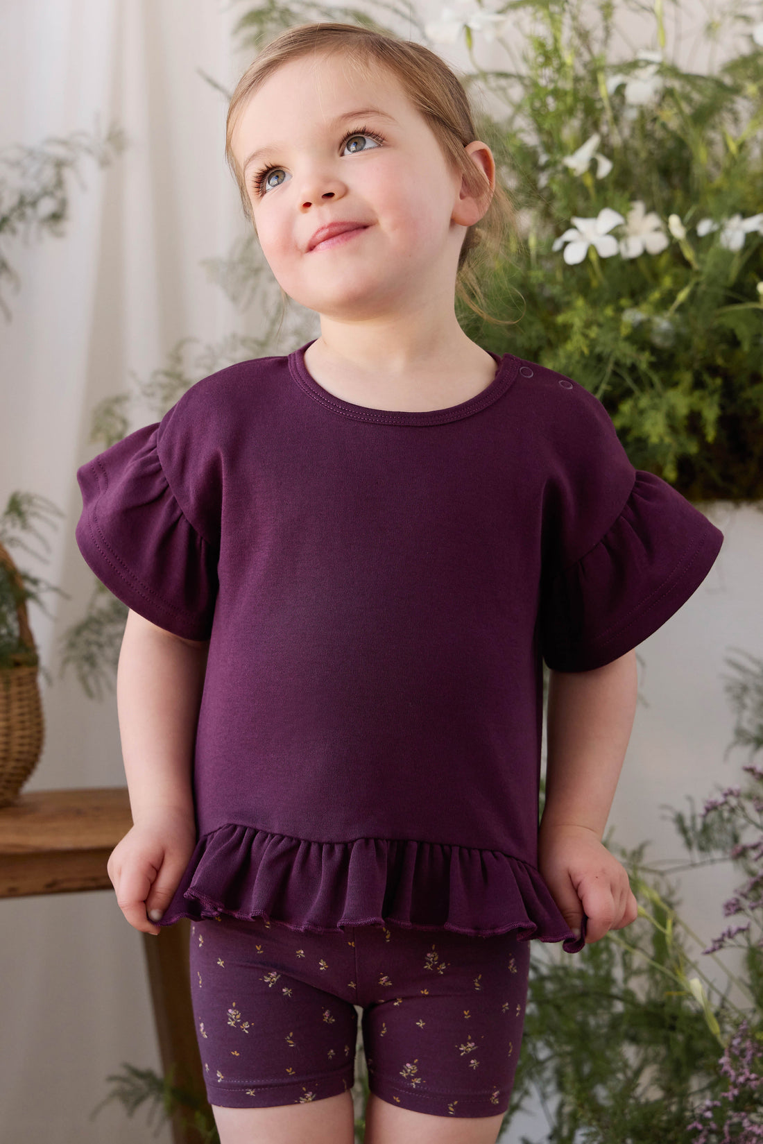 Pima Cotton Courtney Ruffle Top - Fig Childrens Top from Jamie Kay Australia