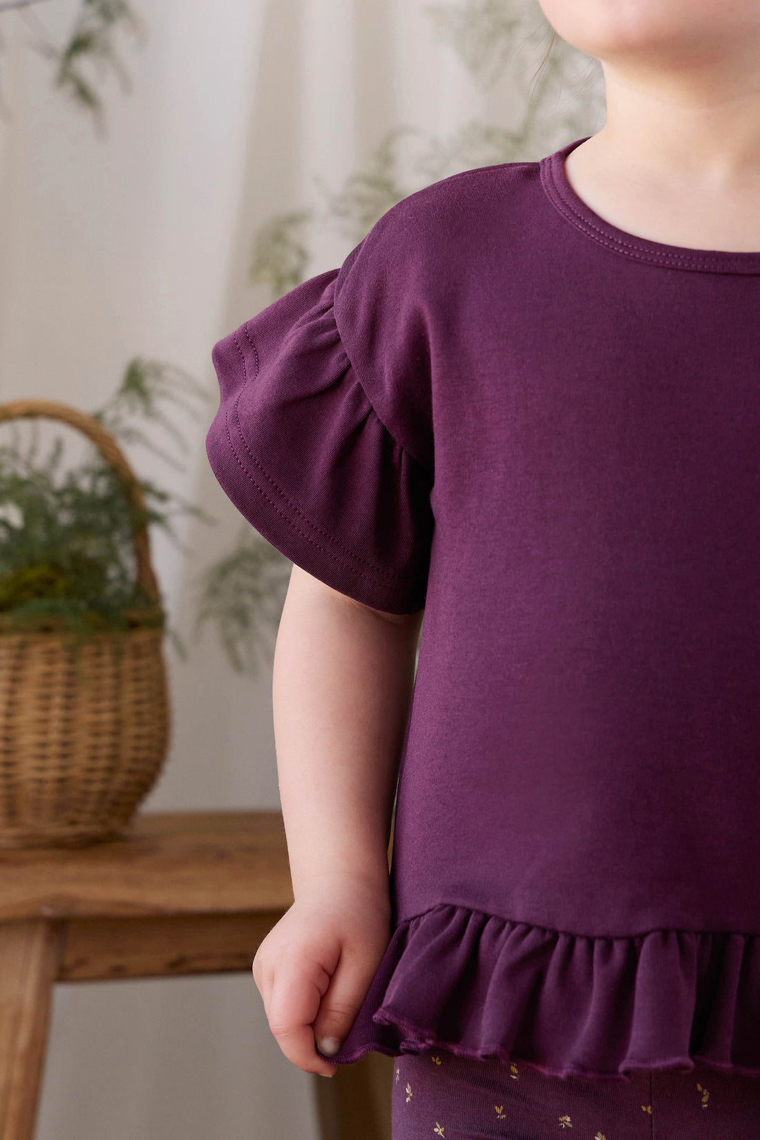 Pima Cotton Courtney Ruffle Top - Fig Childrens Top from Jamie Kay Australia