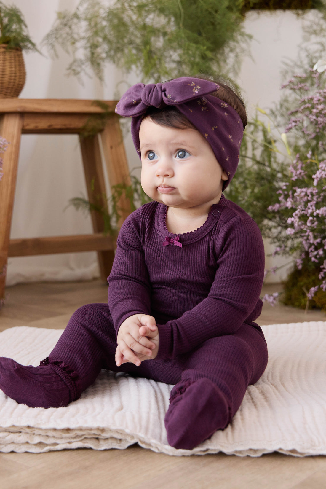 Organic Cotton Modal Maude Bodysuit - Fig Childrens Bodysuit from Jamie Kay Australia