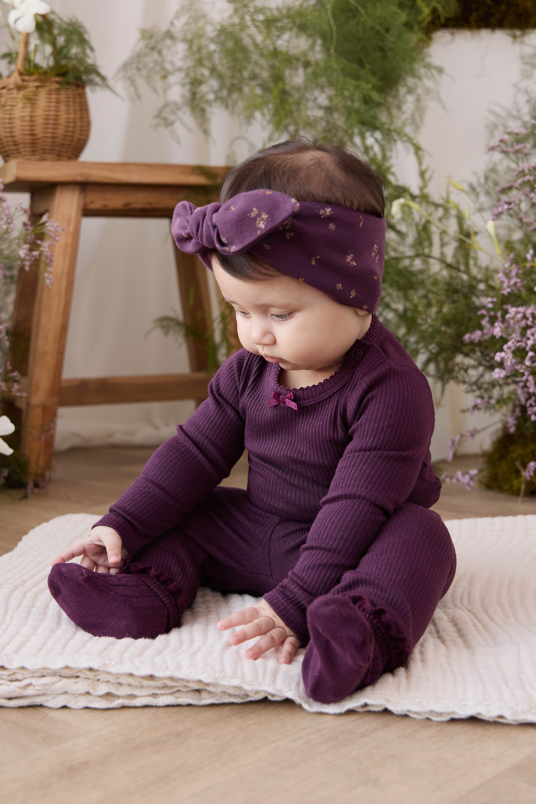 Organic Cotton Modal Maude Bodysuit - Fig Childrens Bodysuit from Jamie Kay Australia