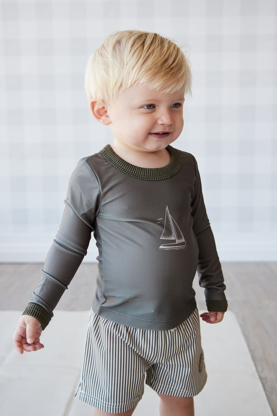 Liam Vest - Deep Olive Childrens Swimwear from Jamie Kay Australia