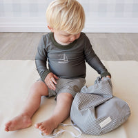 Swim Bag - Fine Vertical Stripe Dark Olive Childrens Swimwear from Jamie Kay Australia