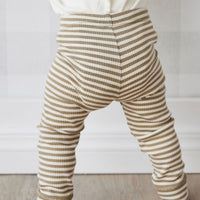 Organic Cotton Modal Everyday Legging - Narrow Stripe Oak/Soft Clay Childrens Legging from Jamie Kay Australia