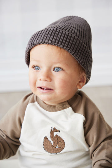 Leon Knitted Beanie - Wolf Childrens Hat from Jamie Kay Australia