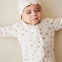 Organic Cotton Reese Zip Onepiece - Woodland Friends Childrens Onepiece from Jamie Kay Australia