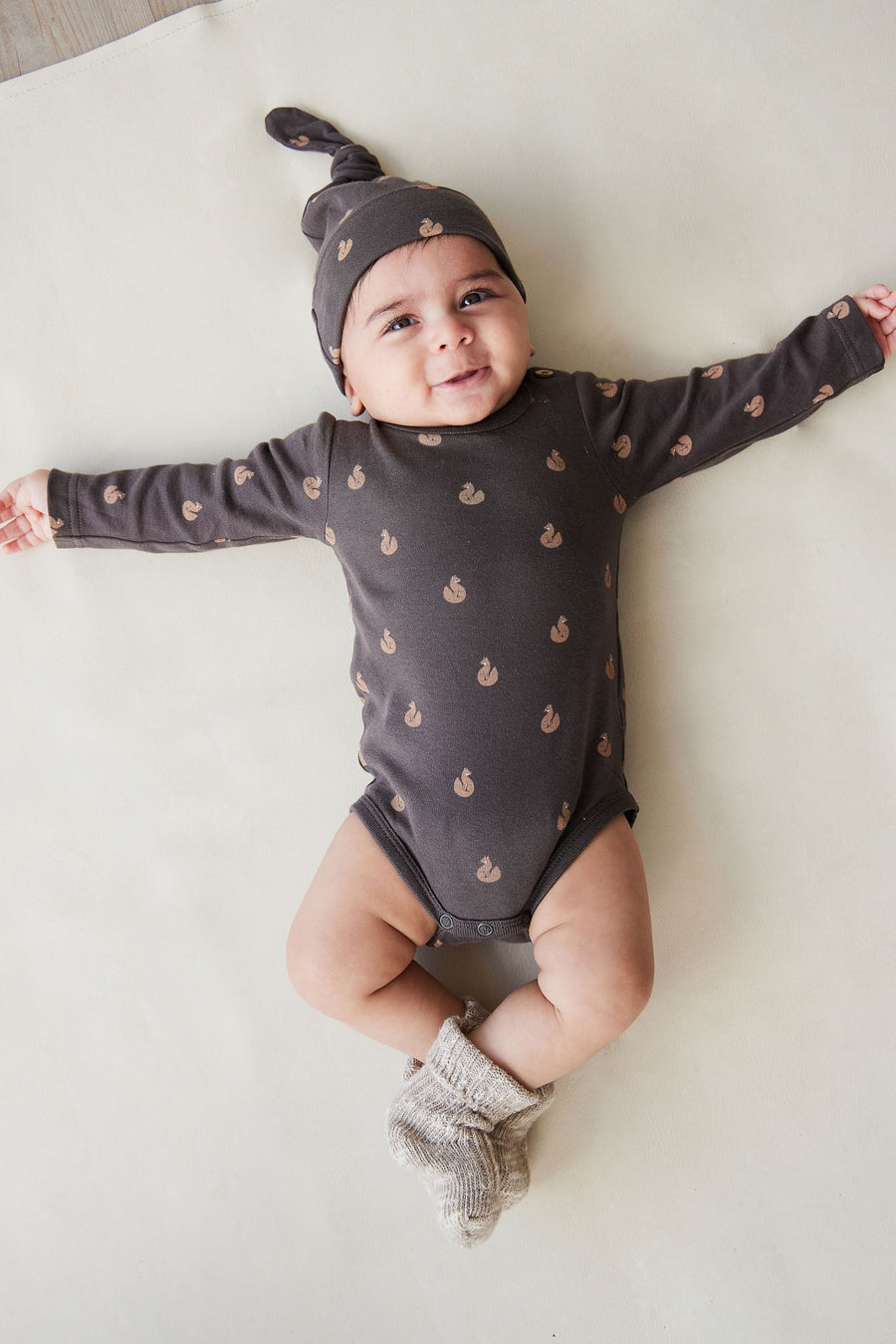 Organic Cotton Fernley Bodysuit - Fox Cubs Wolf Childrens Bodysuit from Jamie Kay Australia