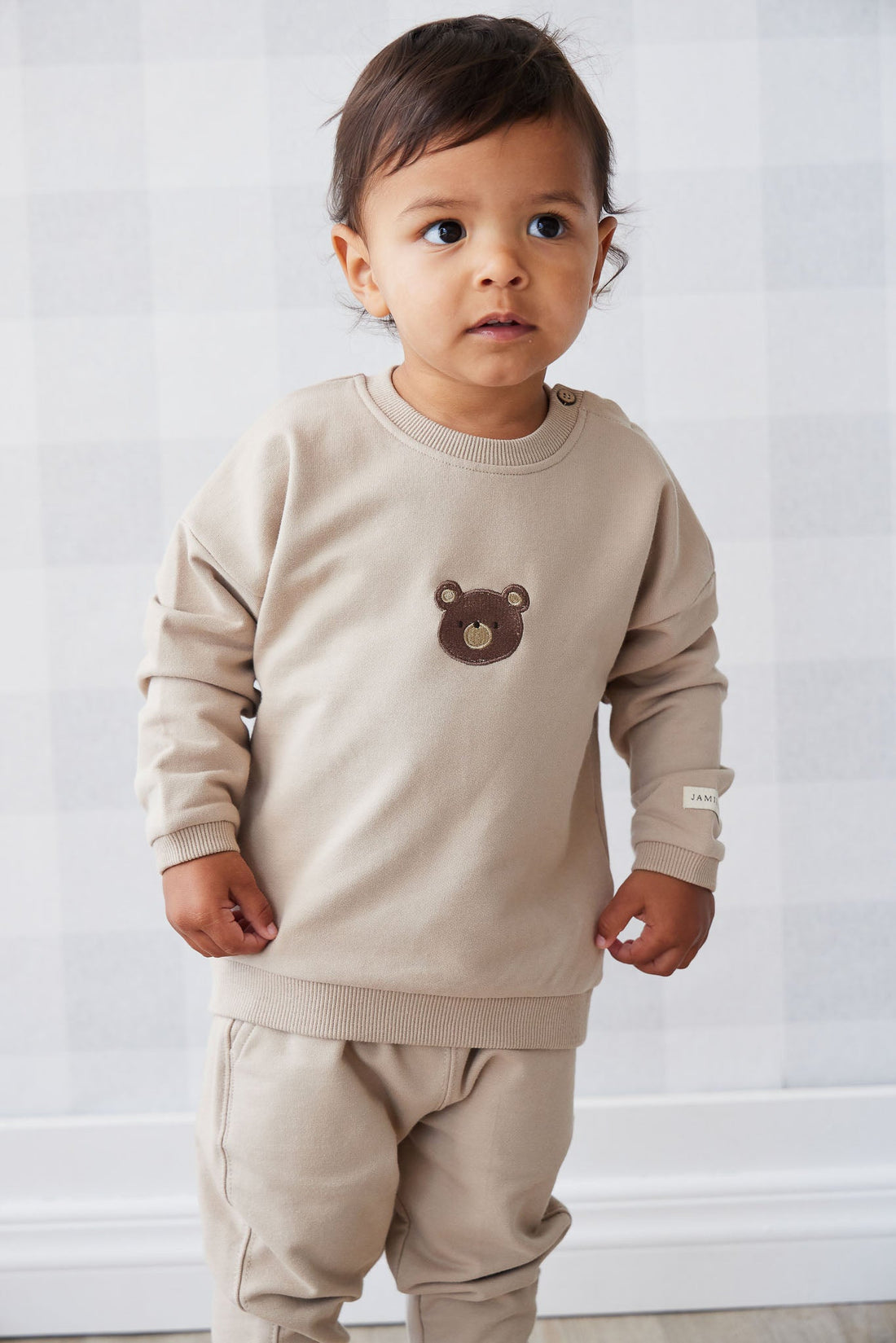 Organic Cotton Damien Sweatshirt - Fawn Bear Childrens Top from Jamie Kay Australia