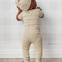 Organic Cotton Modal Darcy Rib Tee Bodysuit - Narrow Stripe Oak/Soft Clay Childrens Bodysuit from Jamie Kay Australia