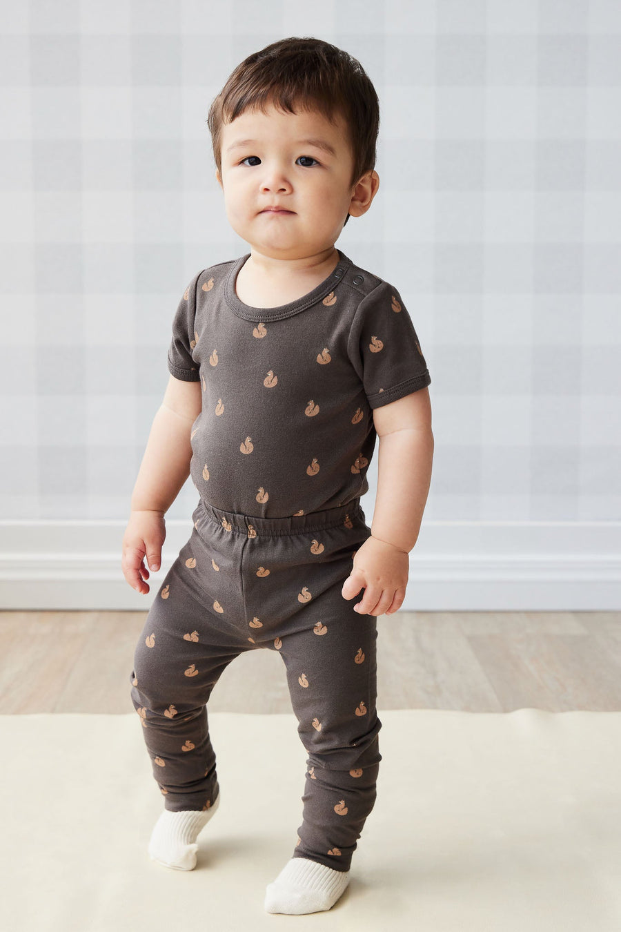 Organic Cotton Hudson Short Sleeve Bodysuit - Fox Cubs Wolf Childrens Bodysuit from Jamie Kay Australia