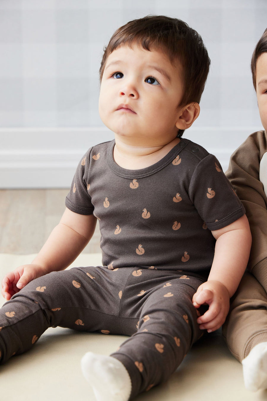 Organic Cotton Hudson Short Sleeve Bodysuit - Fox Cubs Wolf Childrens Bodysuit from Jamie Kay Australia