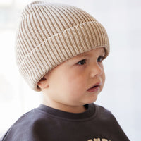 Leon Knitted Beanie - Fawn Childrens Hat from Jamie Kay Australia