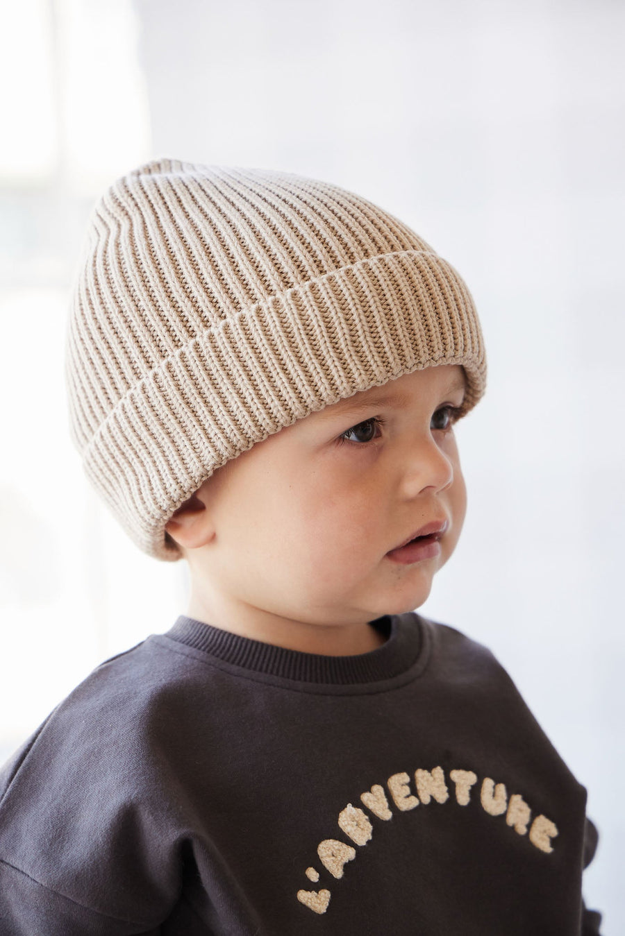 Leon Knitted Beanie - Fawn Childrens Hat from Jamie Kay Australia