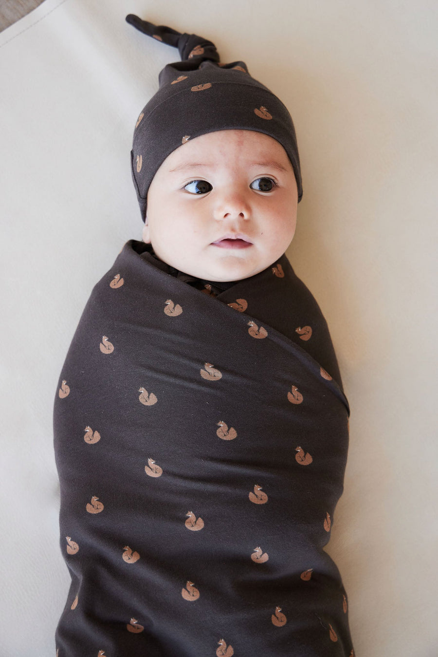 Organic Cotton Knot Beanie - Fox Cubs Wolf Childrens Hat from Jamie Kay Australia