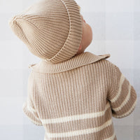 Jack Zip Jumper - Lenny Stripe Fawn Childrens Jumper from Jamie Kay Australia