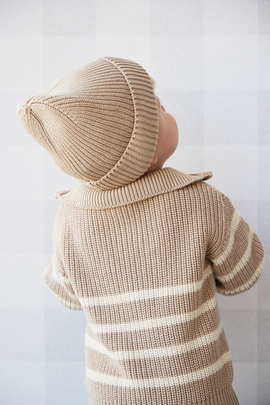 Jack Zip Jumper - Lenny Stripe Fawn Childrens Jumper from Jamie Kay Australia