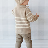 Jack Zip Jumper - Lenny Stripe Fawn Childrens Jumper from Jamie Kay Australia