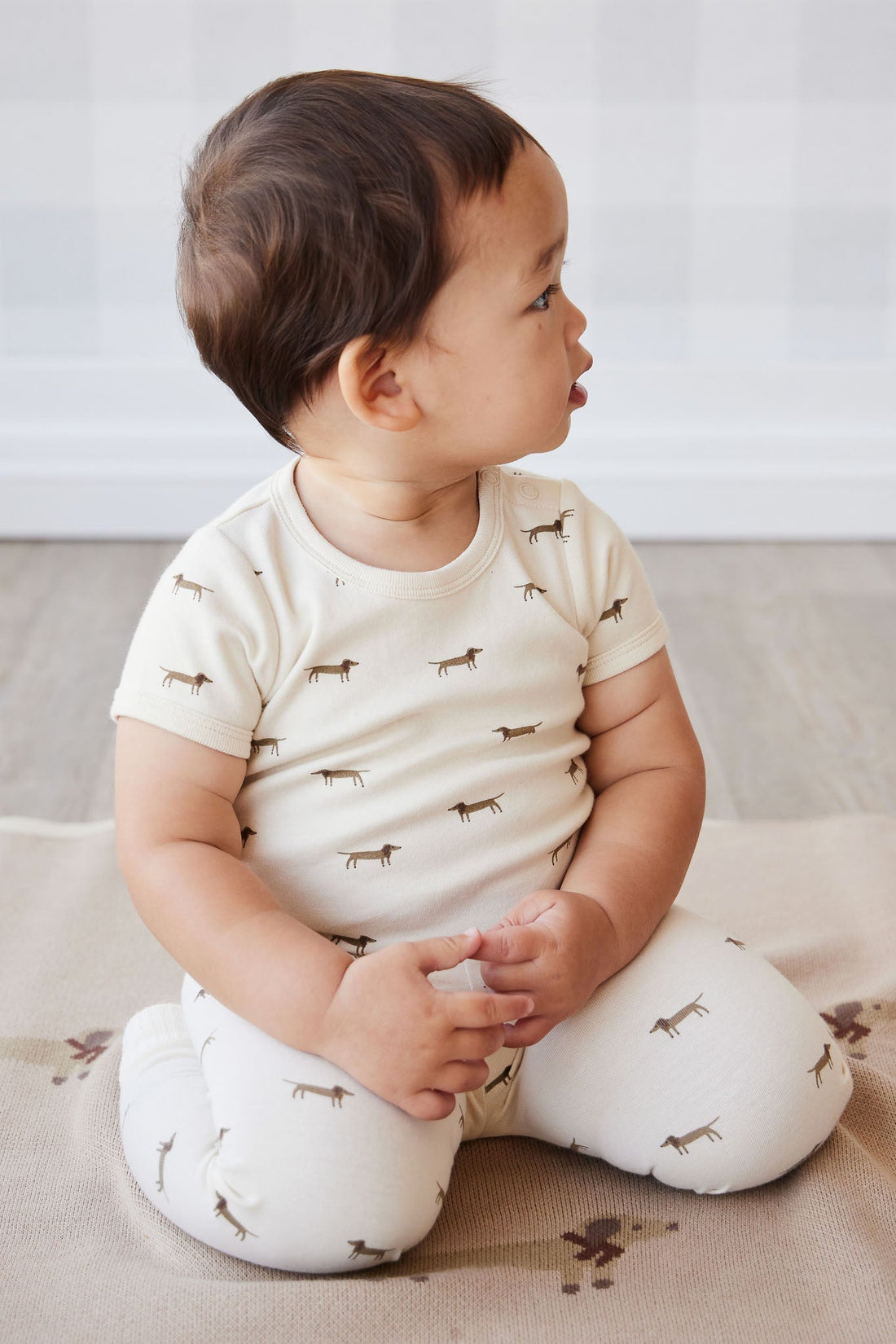 Organic Cotton Hudson Short Sleeve Bodysuit - Cosy Basil Cloud Childrens Bodysuit from Jamie Kay Australia