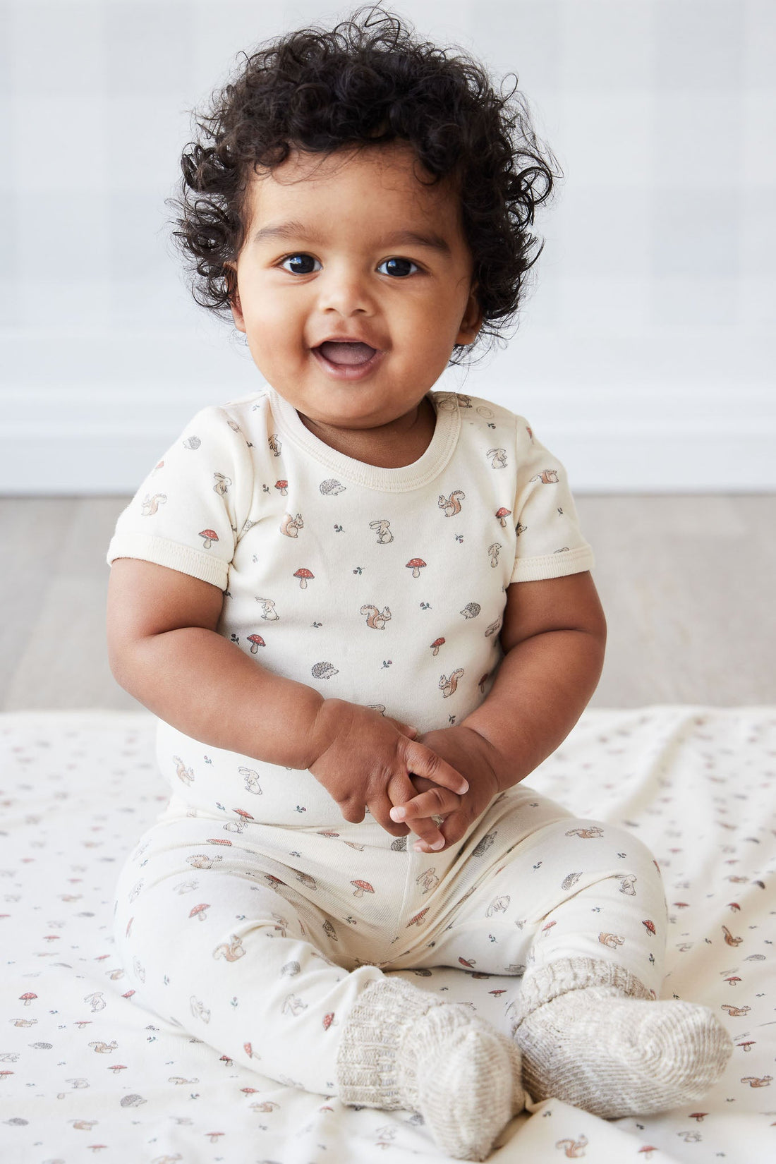 Organic Cotton Hudson Short Sleeve Bodysuit - Woodland Friends Childrens Bodysuit from Jamie Kay Australia